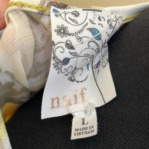 NAÏF Peak Shoulder Yellow Roses with gold Chiffon Hankerchief Hem sz Large - Picture 3 of 5